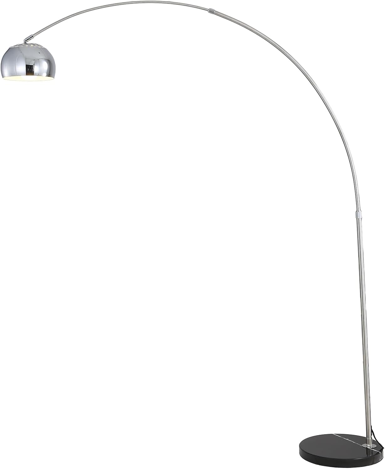 Chrome Bell Shade Dimmable Arc Floor Lamp