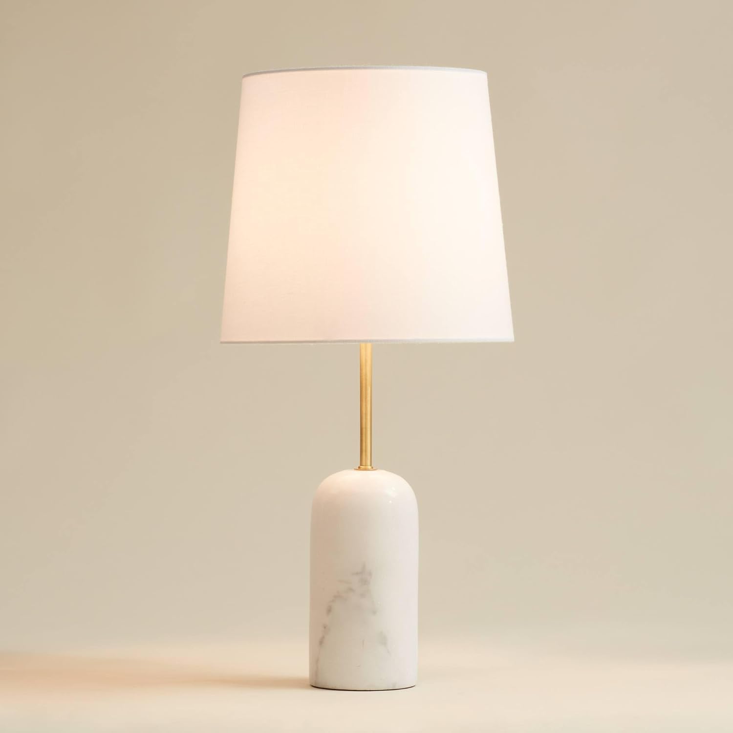 360 Lighting Ben 25" High Small Cylinder Modern Glam Table Lamp White Marble Finish Single Linen Black Shade Living Room Bedroom Bedside Nightstand House Office Home Reading Kitchen Entryway