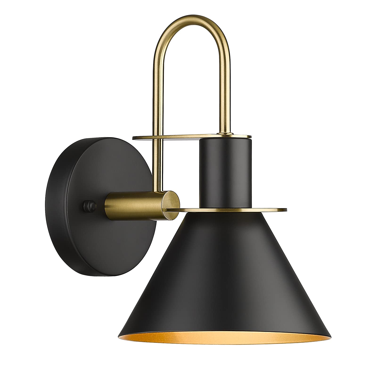 Brass Wall Sconces Set of Two, HWH Industrial Wall Light Fixtures Gold Barn Light, Single Wall Lamp for Bedroom Bedside Bathroom Kitchen, Hammered Metal Shade, Antique Brass, 5HZG74B-2 BG