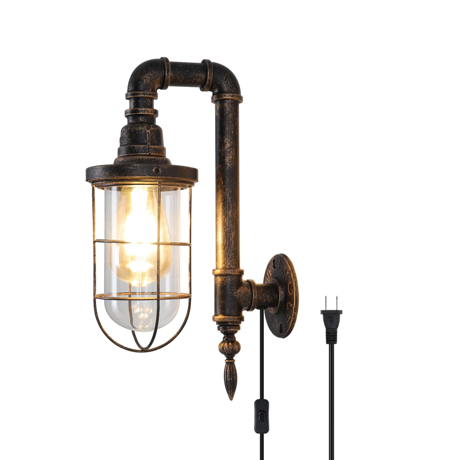 Plug-in Rustic Wall Sconces 2 Pack