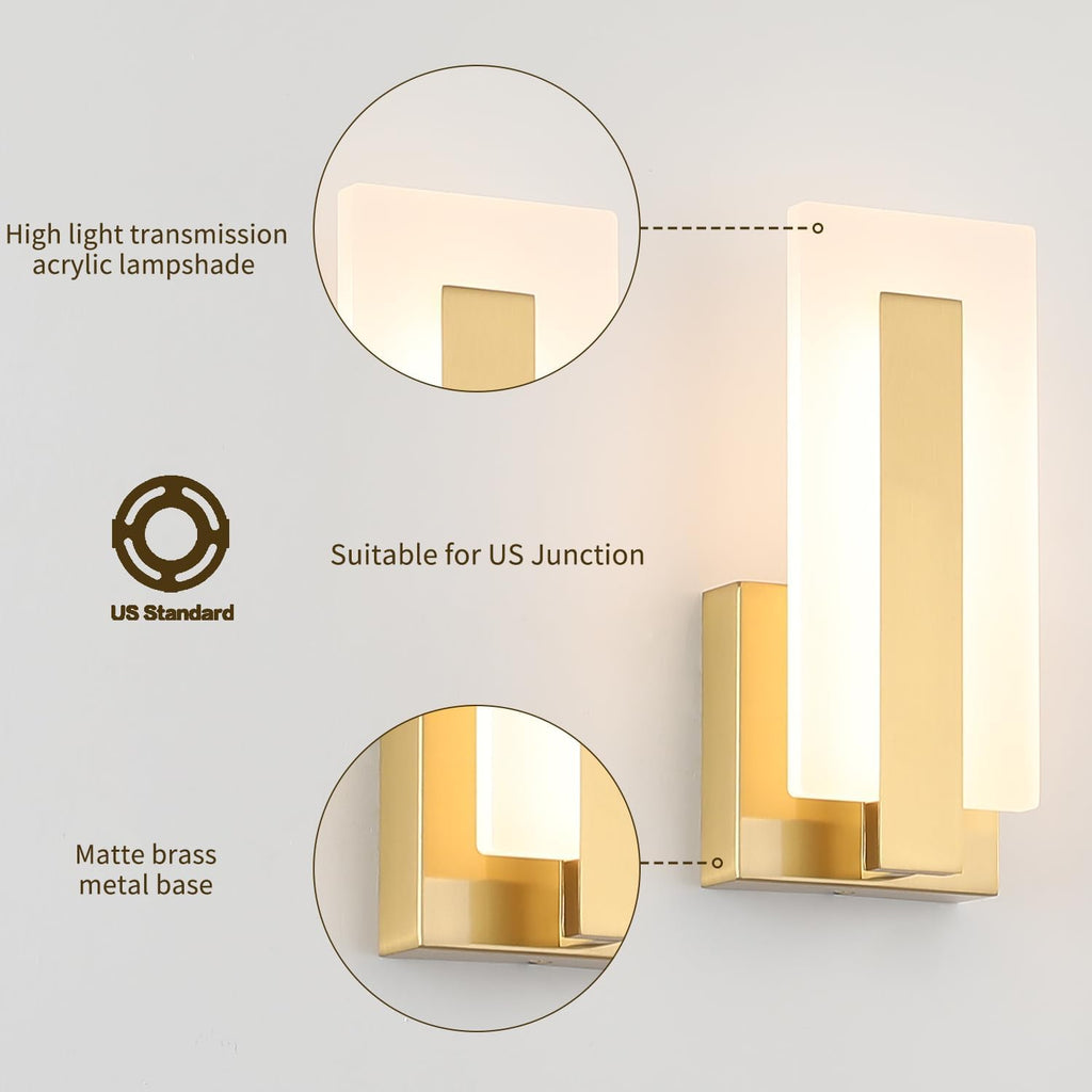 Brass LED Wall Sconces 2pc