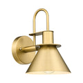 Brass Wall Sconces Set of Two, HWH Industrial Wall Light Fixtures Gold Barn Light, Single Wall Lamp for Bedroom Bedside Bathroom Kitchen, Hammered Metal Shade, Antique Brass, 5HZG74B-2 BG
