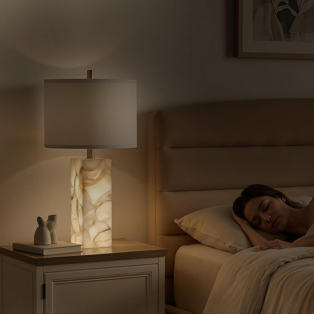2 Pack Alabaster Linen Shade Table Lamps