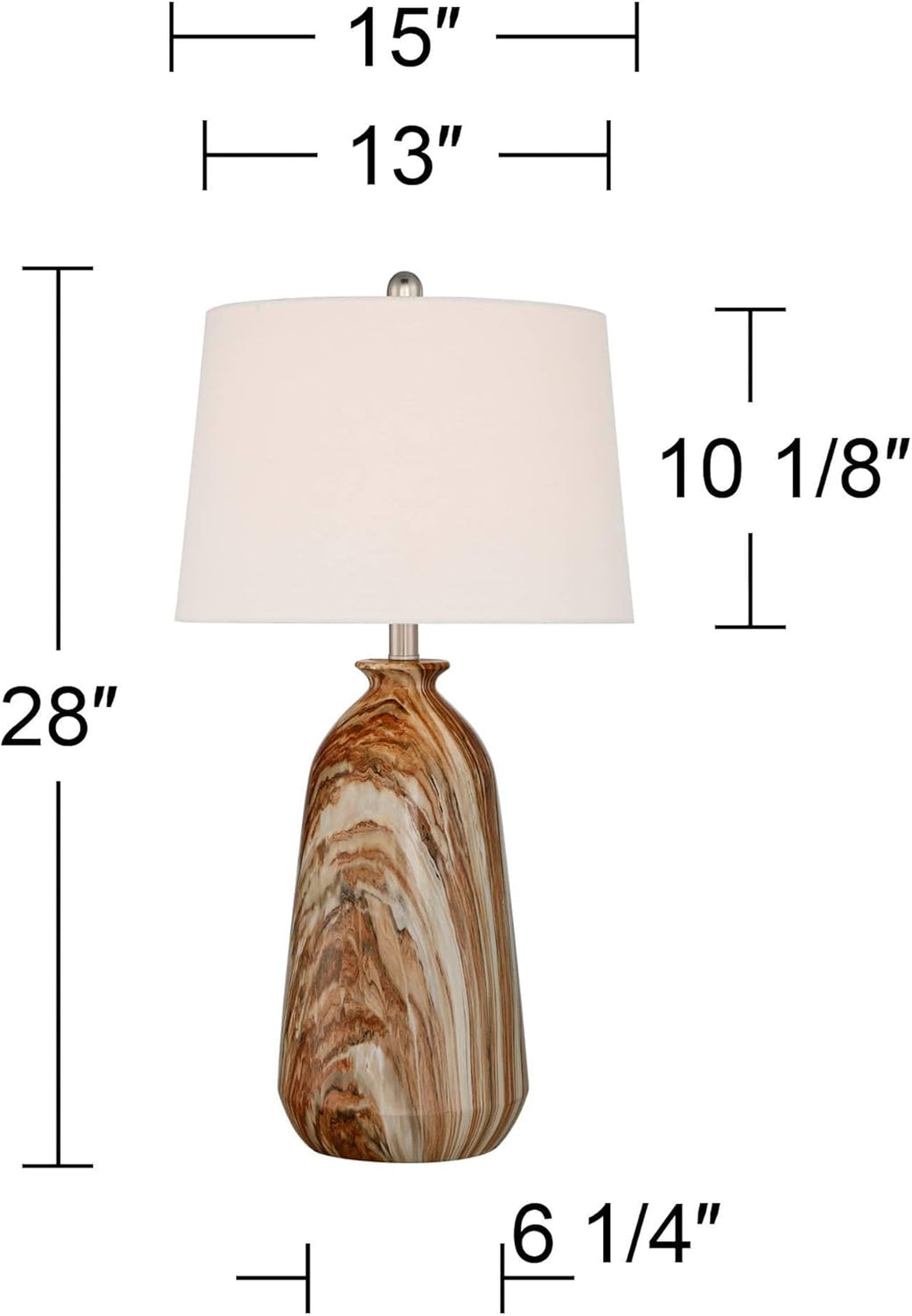 360 Lighting Carlton Modern Rustic Southwestern Table Lamps 28" Tall Set of 2 Swirling Brown Faux Marble White Tapered Drum Shades for Living Room Bedroom House Bedside Nightstand Home