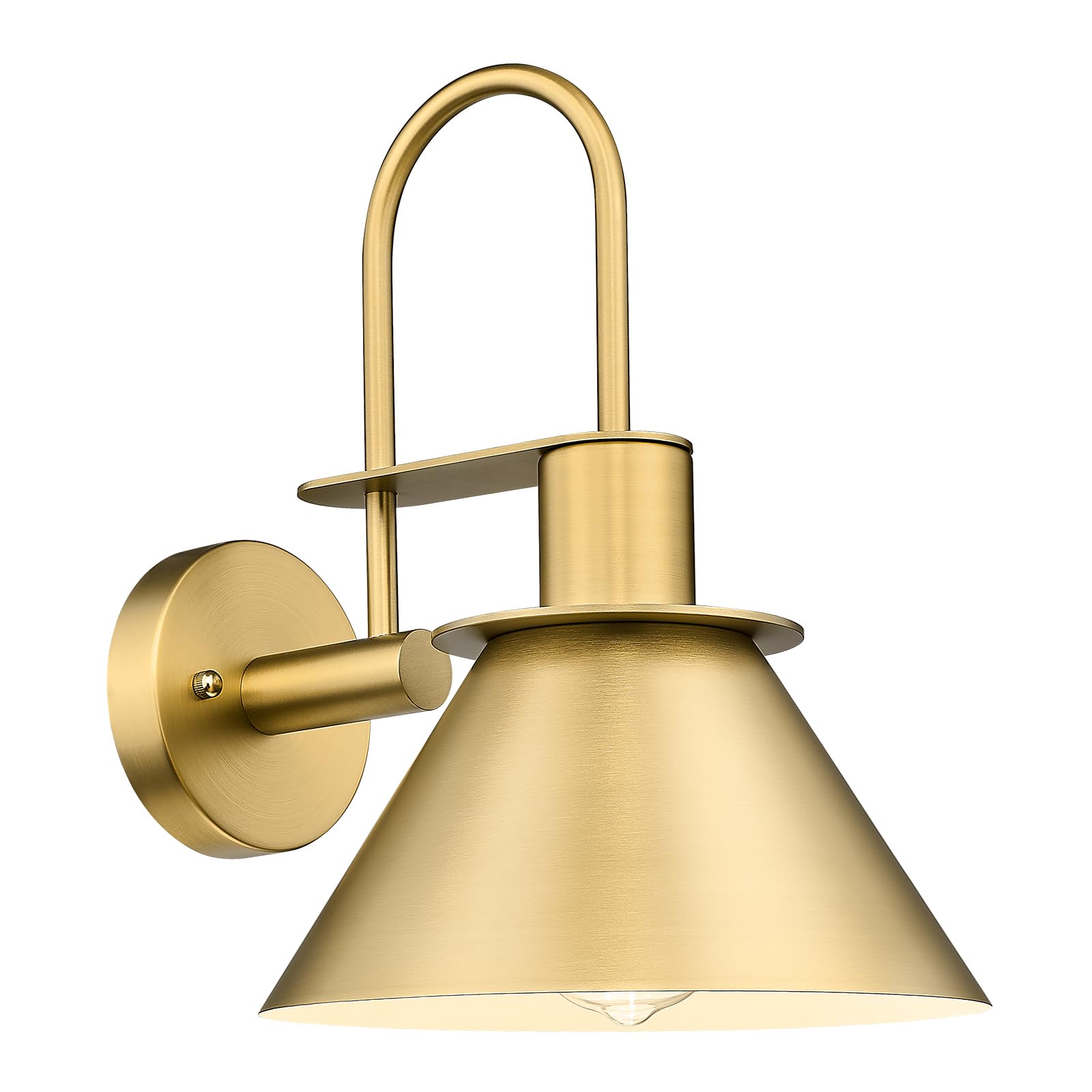 Brass Wall Sconces Set of Two, HWH Industrial Wall Light Fixtures Gold Barn Light, Single Wall Lamp for Bedroom Bedside Bathroom Kitchen, Hammered Metal Shade, Antique Brass, 5HZG74B-2 BG