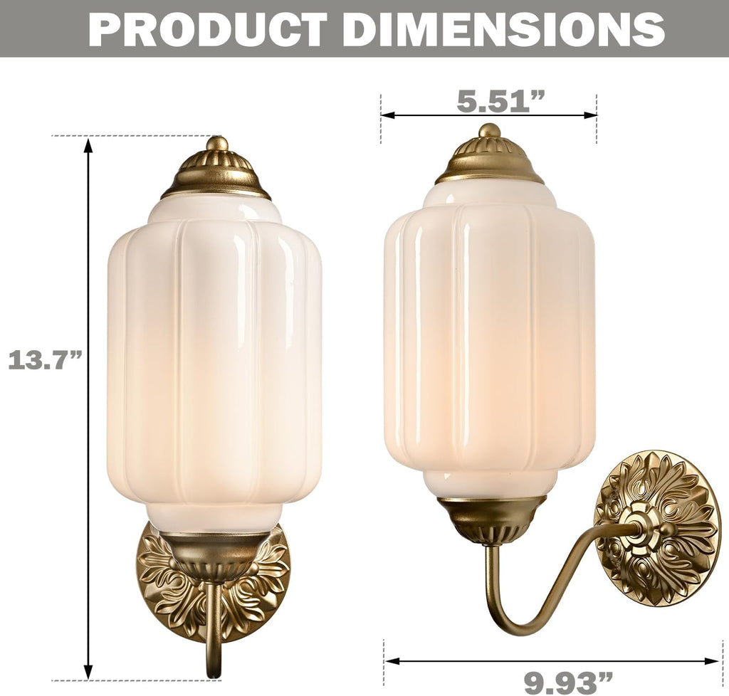 Gold Milk Glass Vintage Wall Sconce