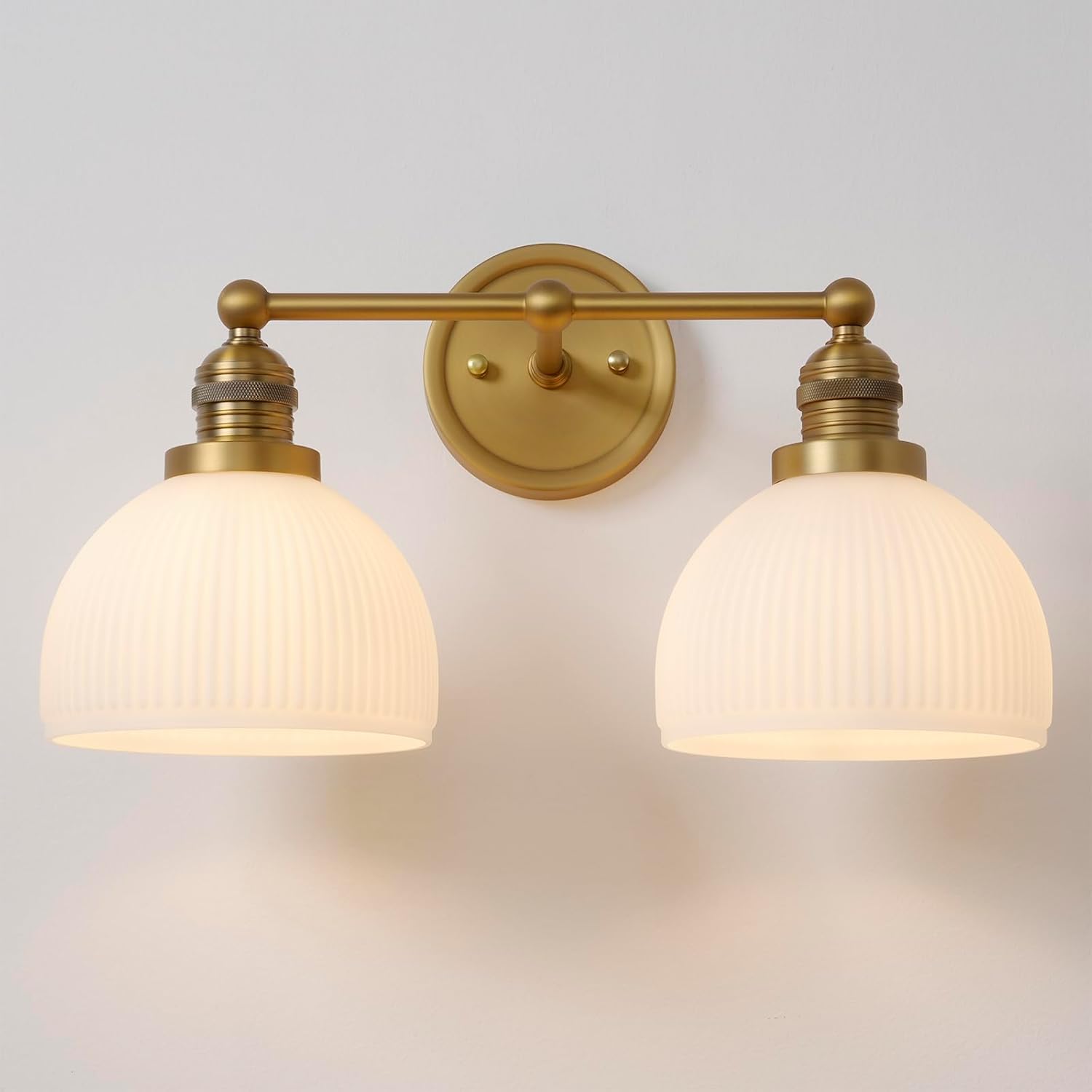 Gold Milk Glass 2-Light Wall Sconces