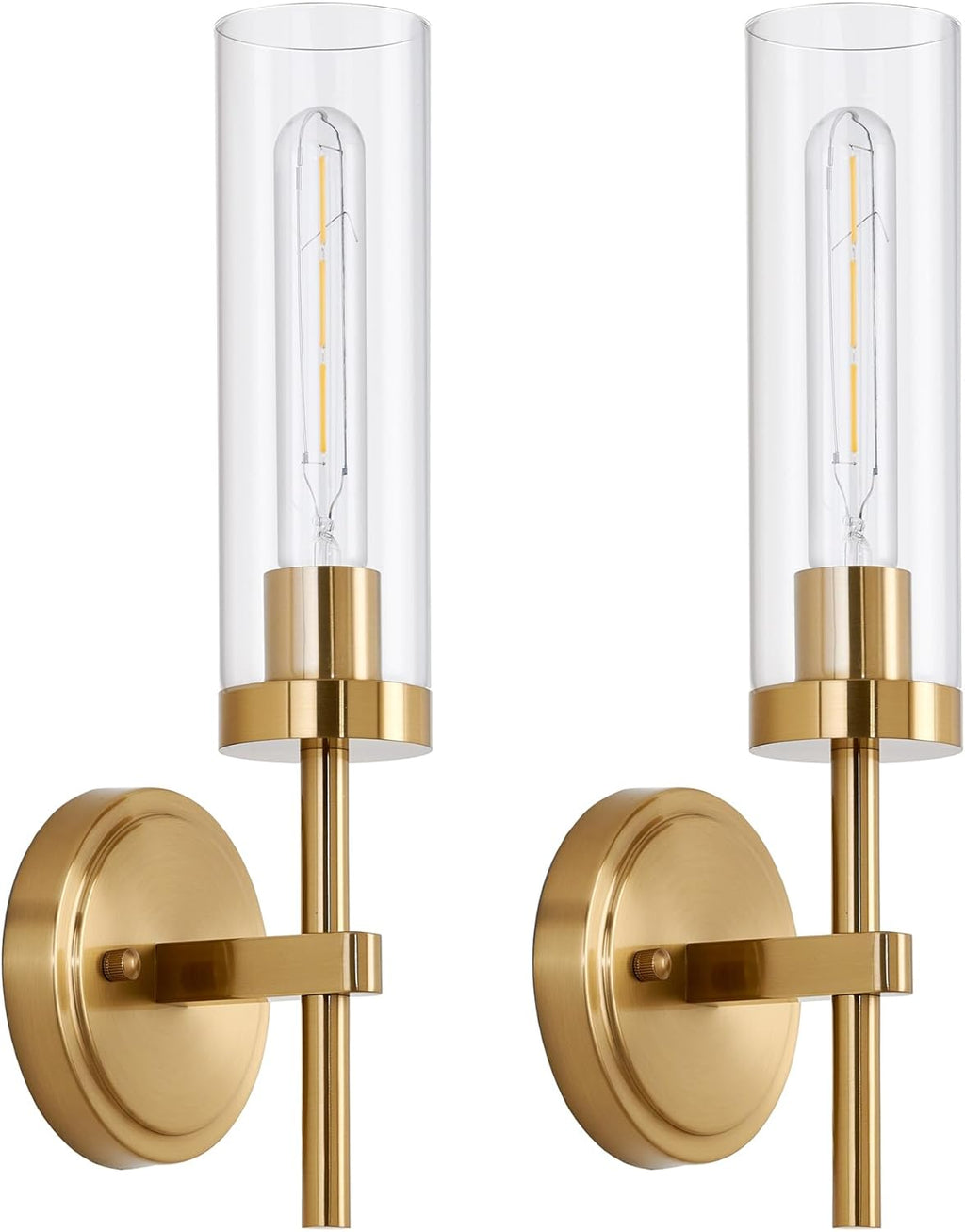 Gold Glass Bathroom Wall Sconces 2 Pack