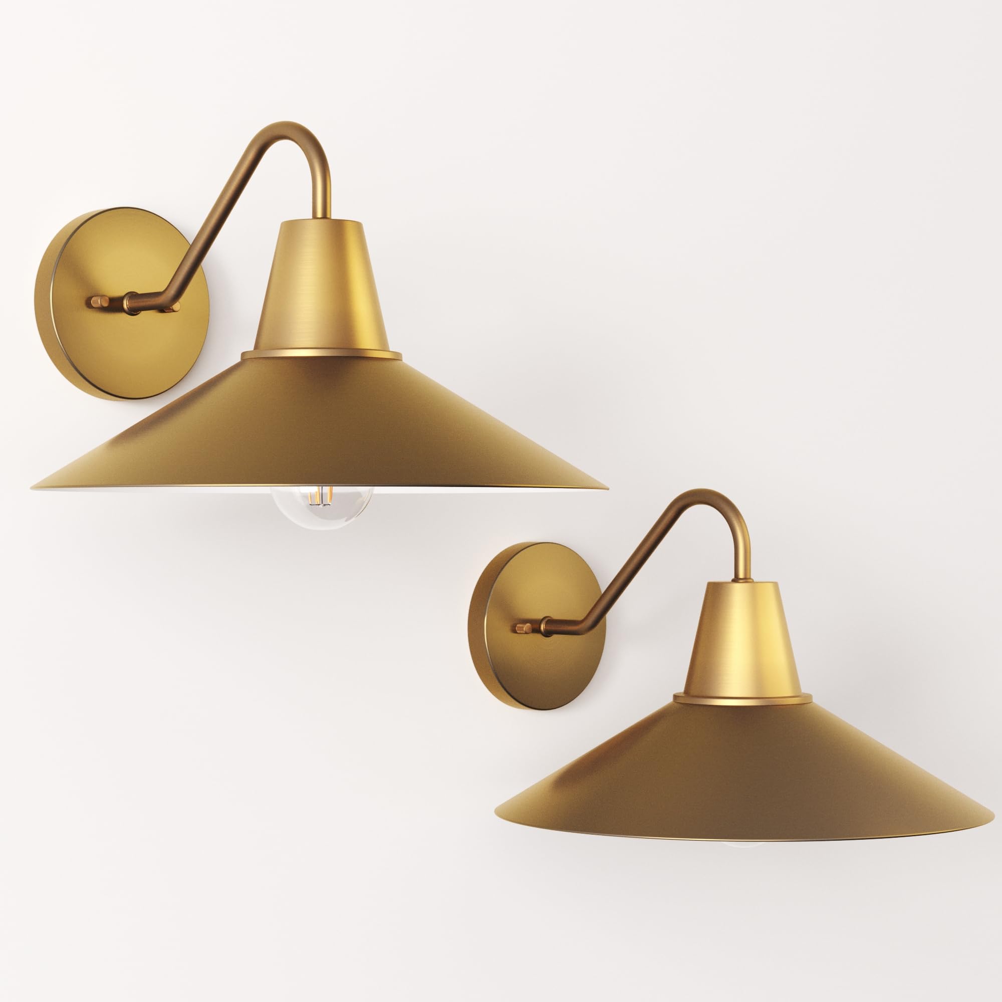 Nathan James Millie Plug-in Wall Sconce, Wall Mounted Bedside Reading Lamp with Cotton Shade and Brass Back Plate