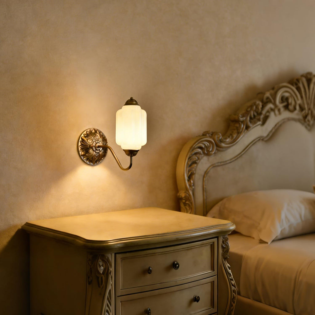Gold Milk Glass Vintage Wall Sconce