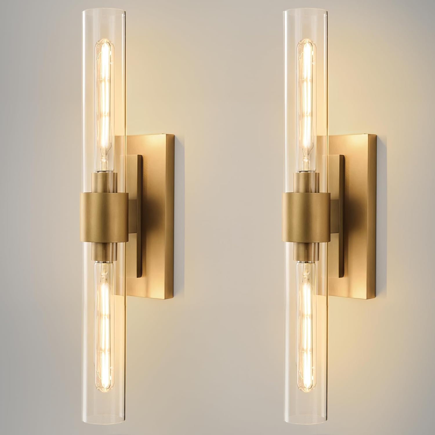Brass Glass Wall Sconces 2pc
