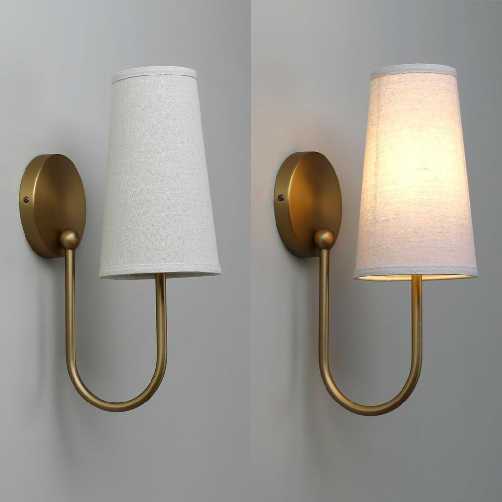 Vintage Brass Linen Wall Sconces 2 Pack