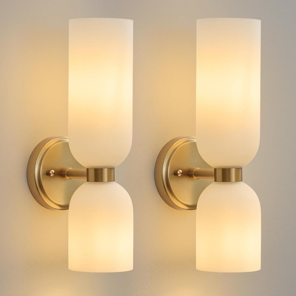Gold Milk Glass Wall Sconces 2pc