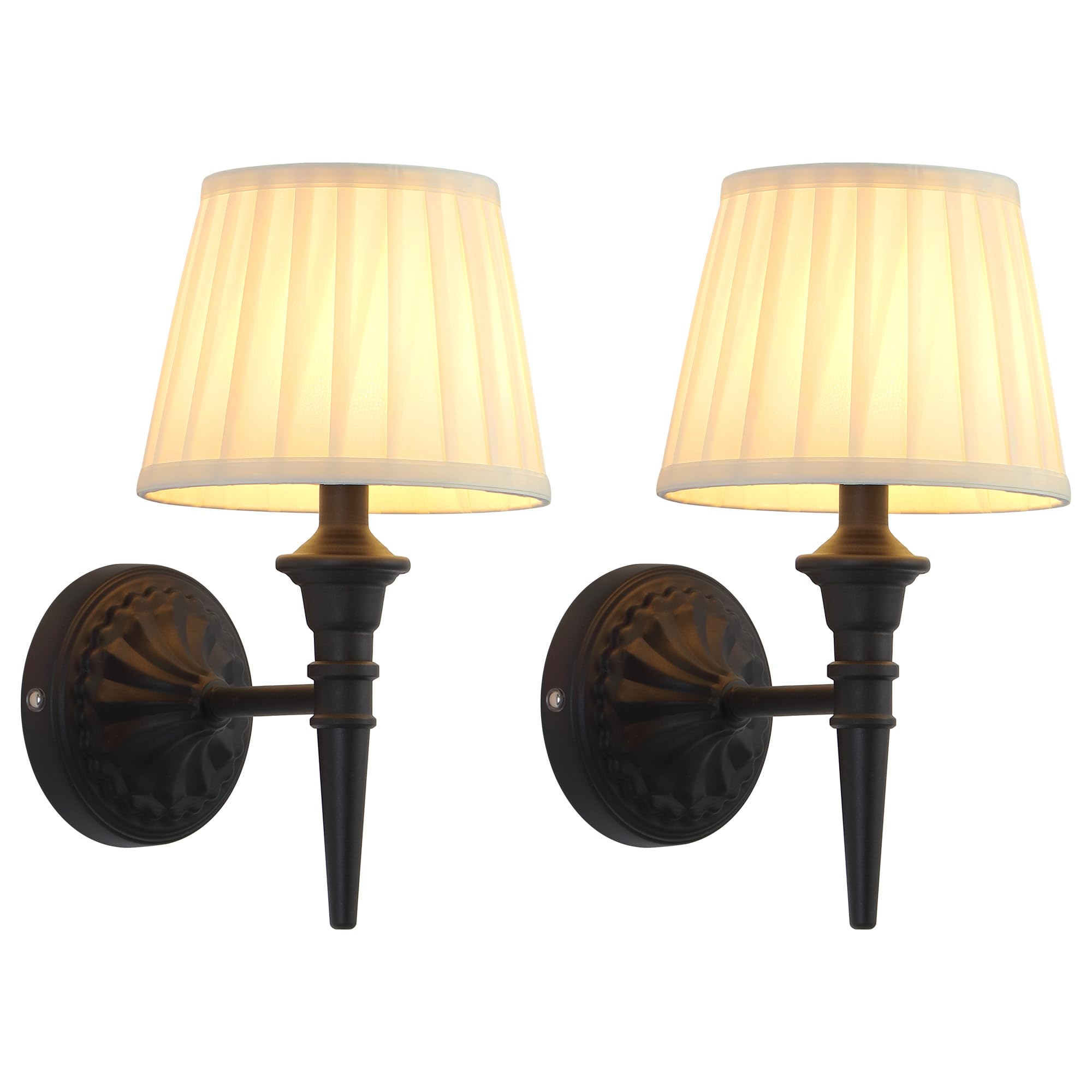 KDG Cordless Wall Sconces Set of 2, Small Wireless 5200mAh Rechargeable Battery Fabric LED Wall Lamps, Portables Lightings for Wall Painting, Living Room, Bedroom, Hallway, Gifts, Night Light (Gold)