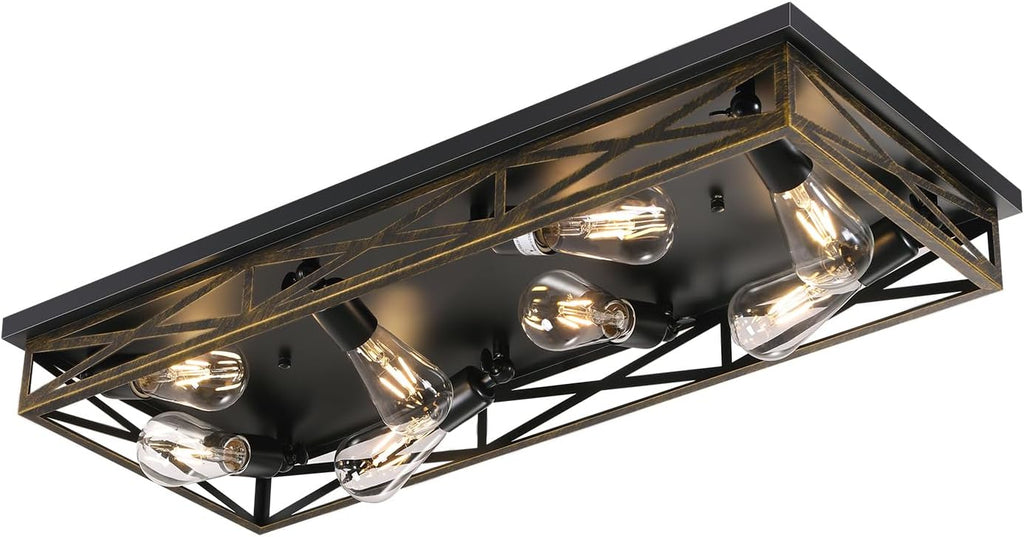 8-Light Metal Cage Ceiling Light