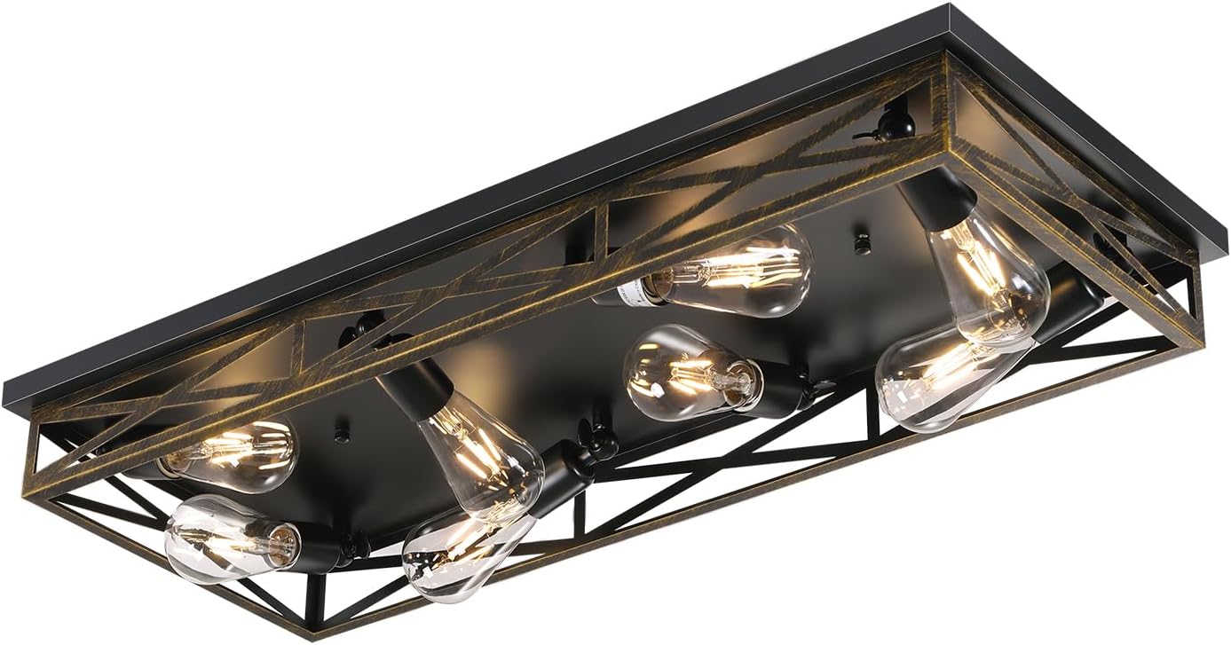 8-Light Metal Cage Ceiling Light