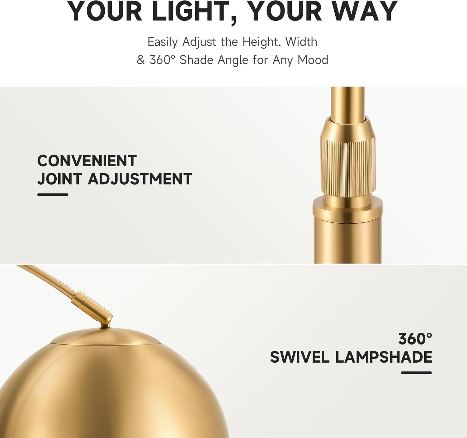 Gold Marble Base Arc Floor Lamp