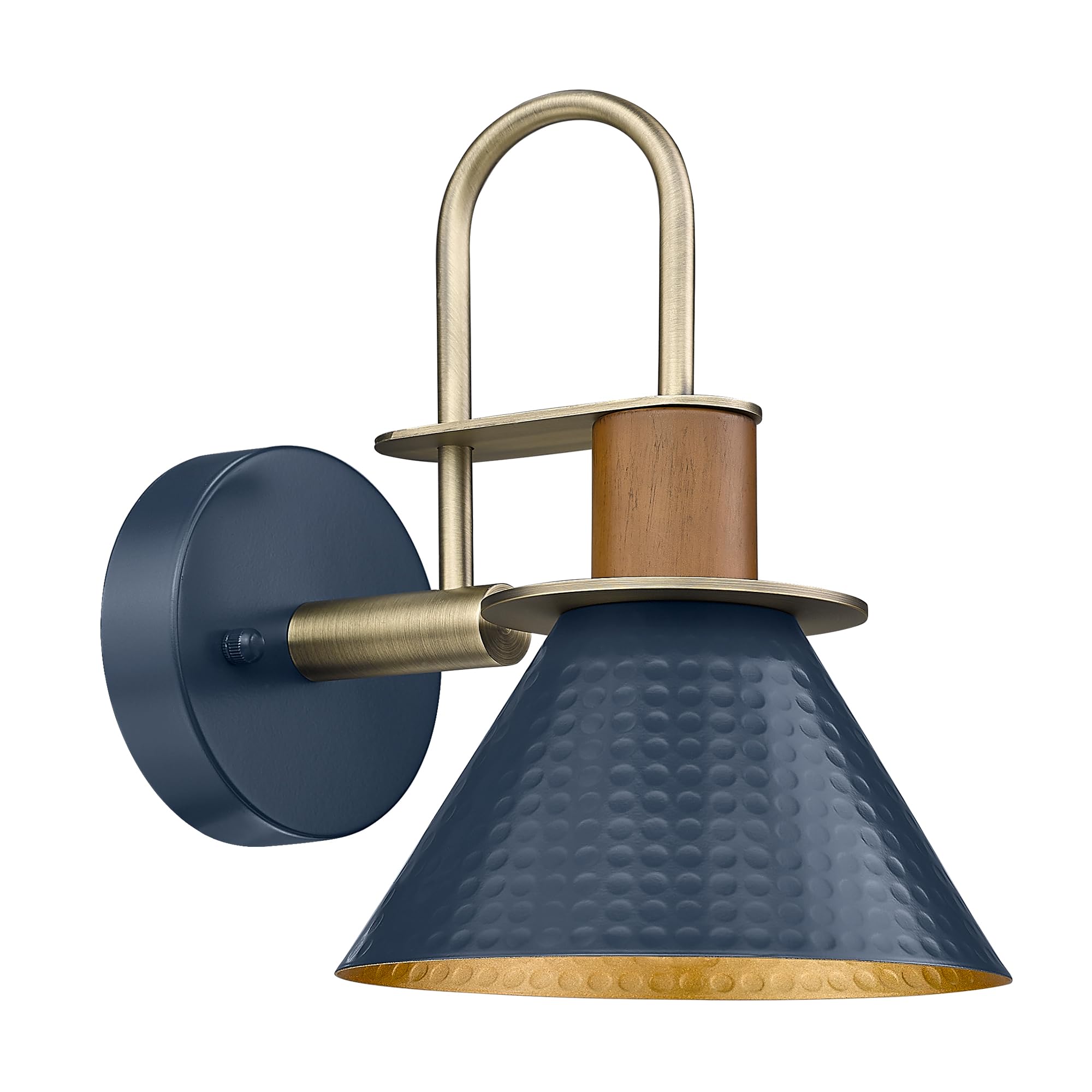 Brass Wall Sconces Set of Two, HWH Industrial Wall Light Fixtures Gold Barn Light, Single Wall Lamp for Bedroom Bedside Bathroom Kitchen, Hammered Metal Shade, Antique Brass, 5HZG74B-2 BG