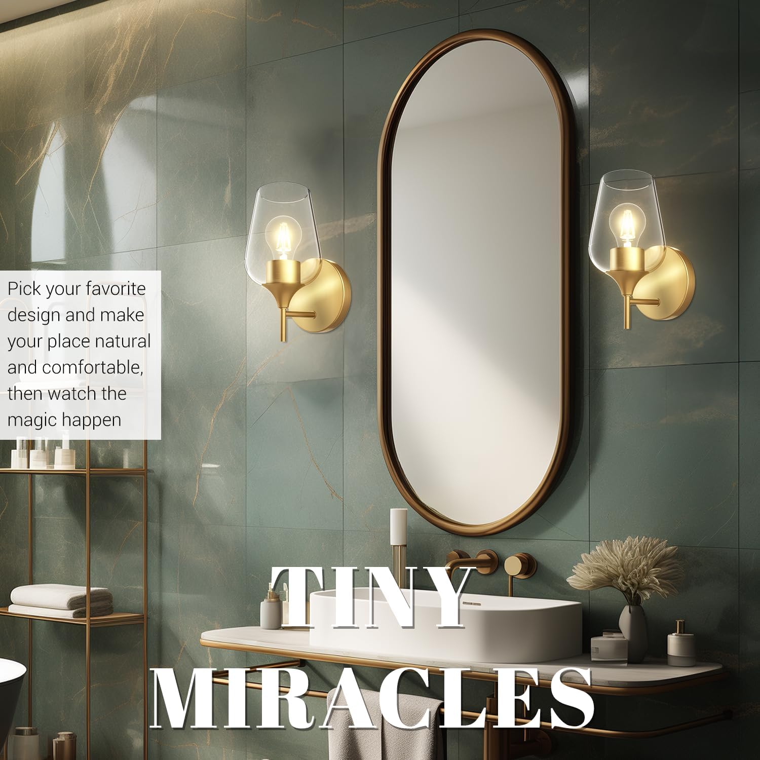 Gold Glass Wall Sconces 2pc