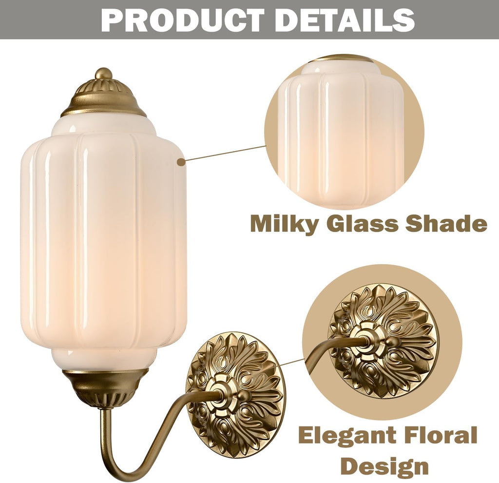 Gold Milk Glass Vintage Wall Sconce