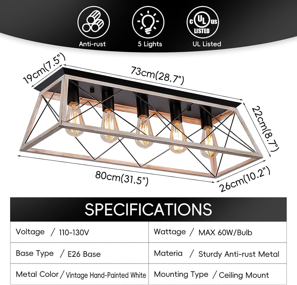 5-Light X Cage Farmhouse Ceiling Light