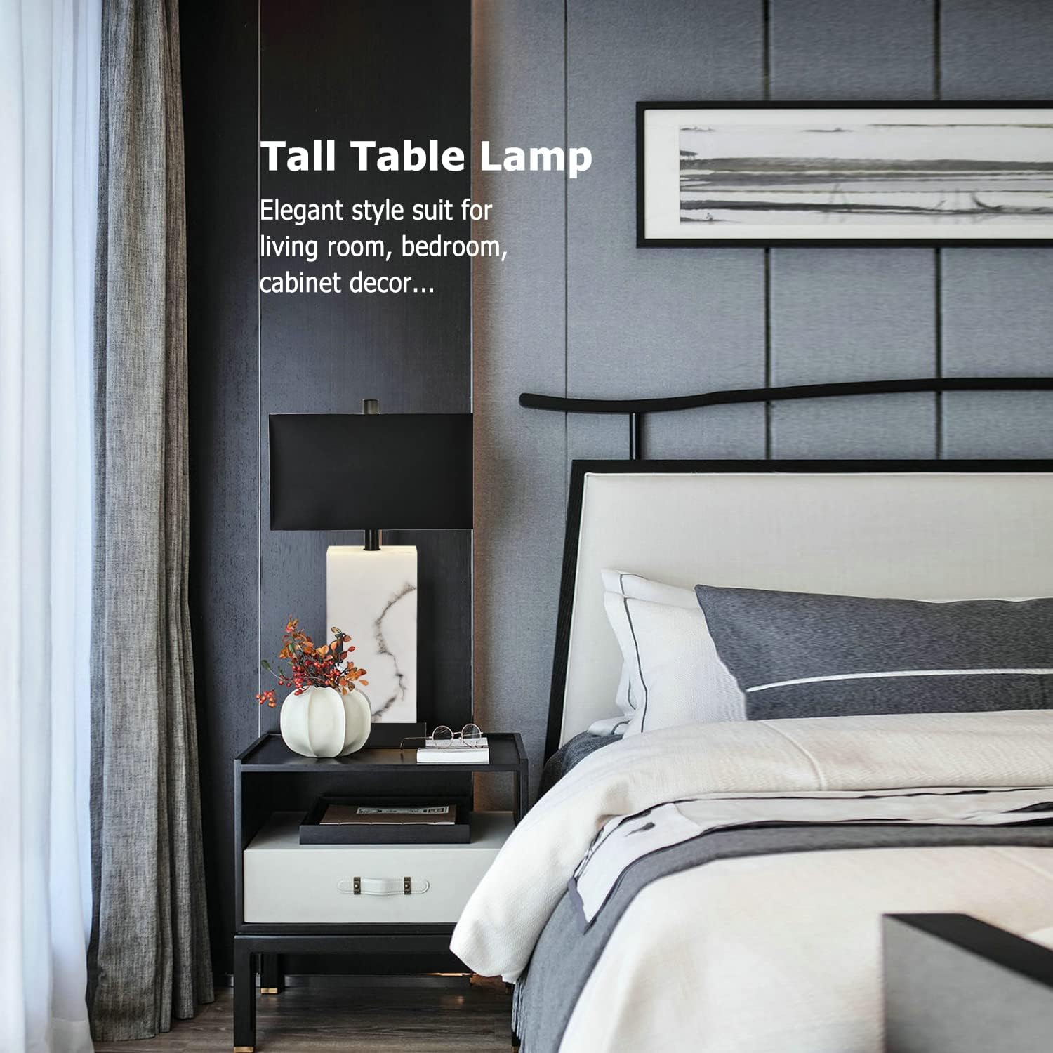2 Pack Black Touch Dimmable Table Lamps with USB & Faux Silk Shade