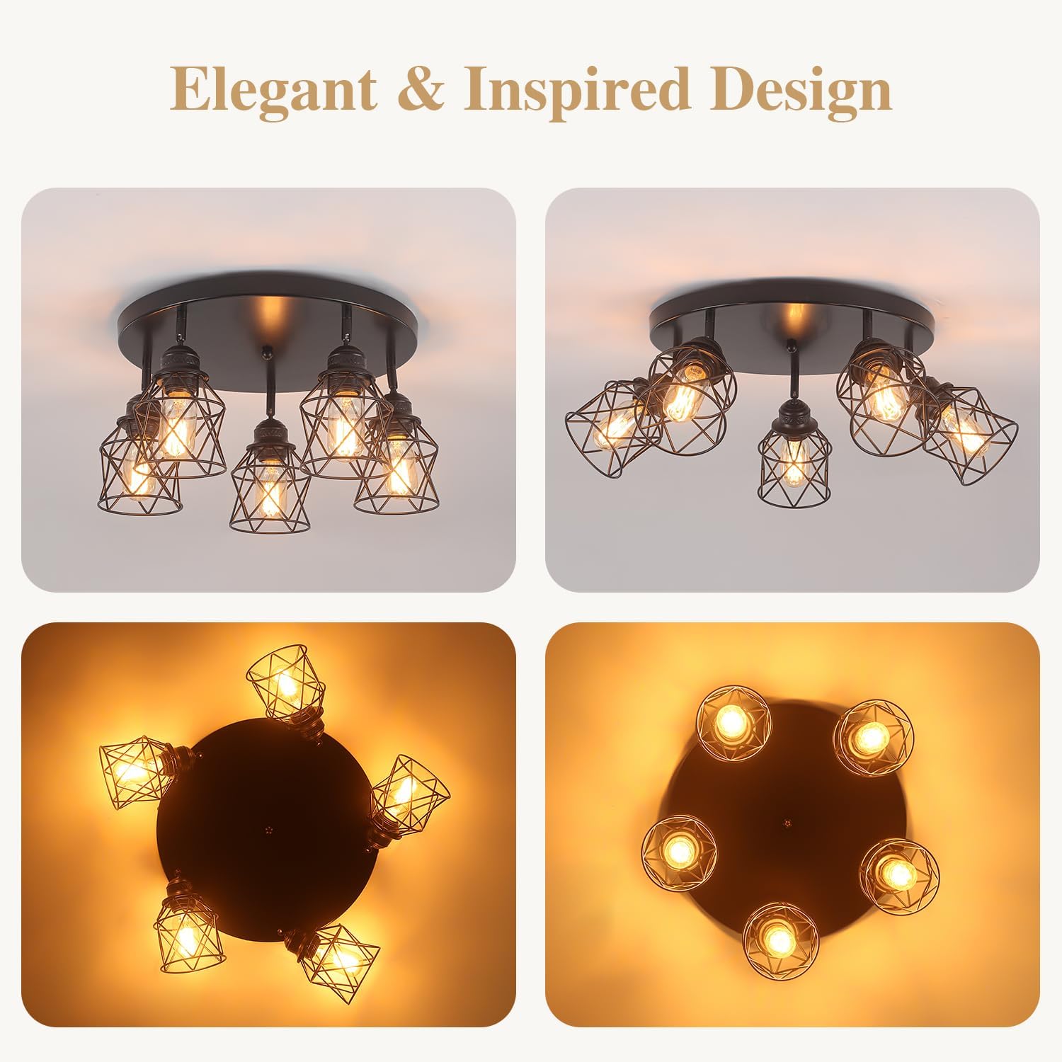 Black Cage Farmhouse Ceiling Light