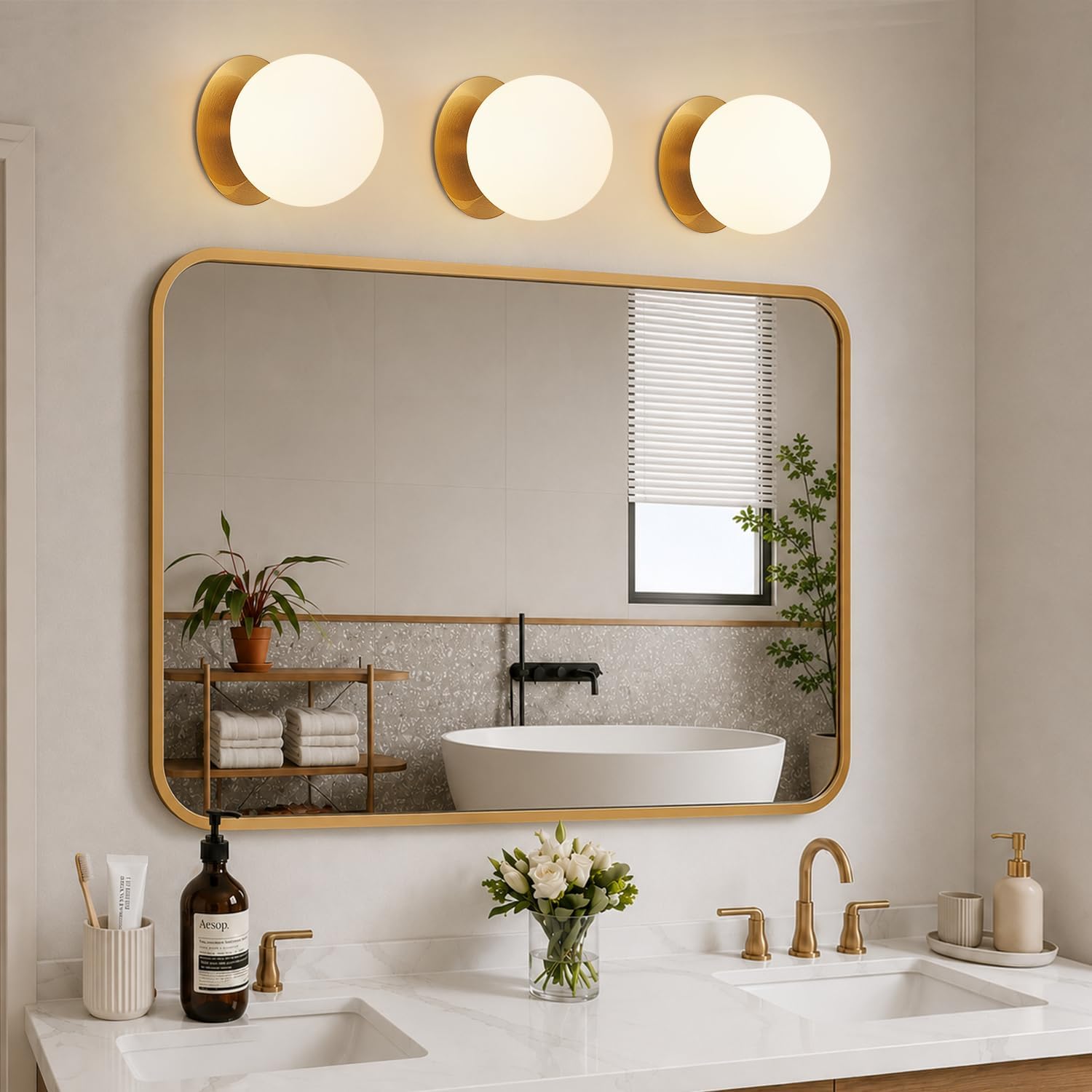 Brass Globe Wall Sconces 2 Pack