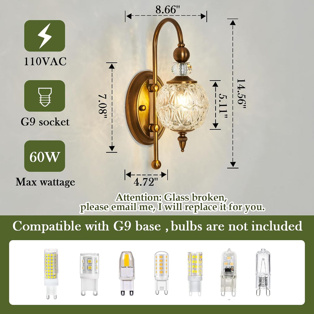 Brass Globe Vintage Wall Sconce