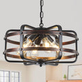 4-Light Black Cage Farmhouse Chandelier