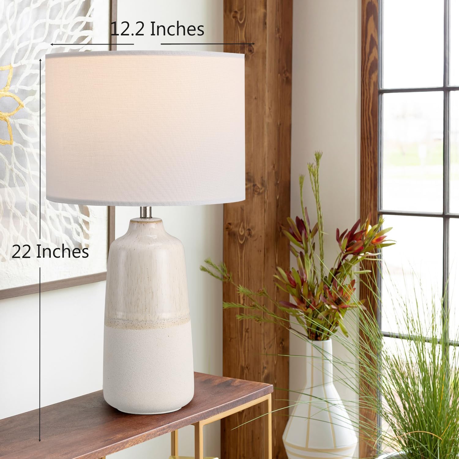 2pc White Farmhouse Ceramic Lamps