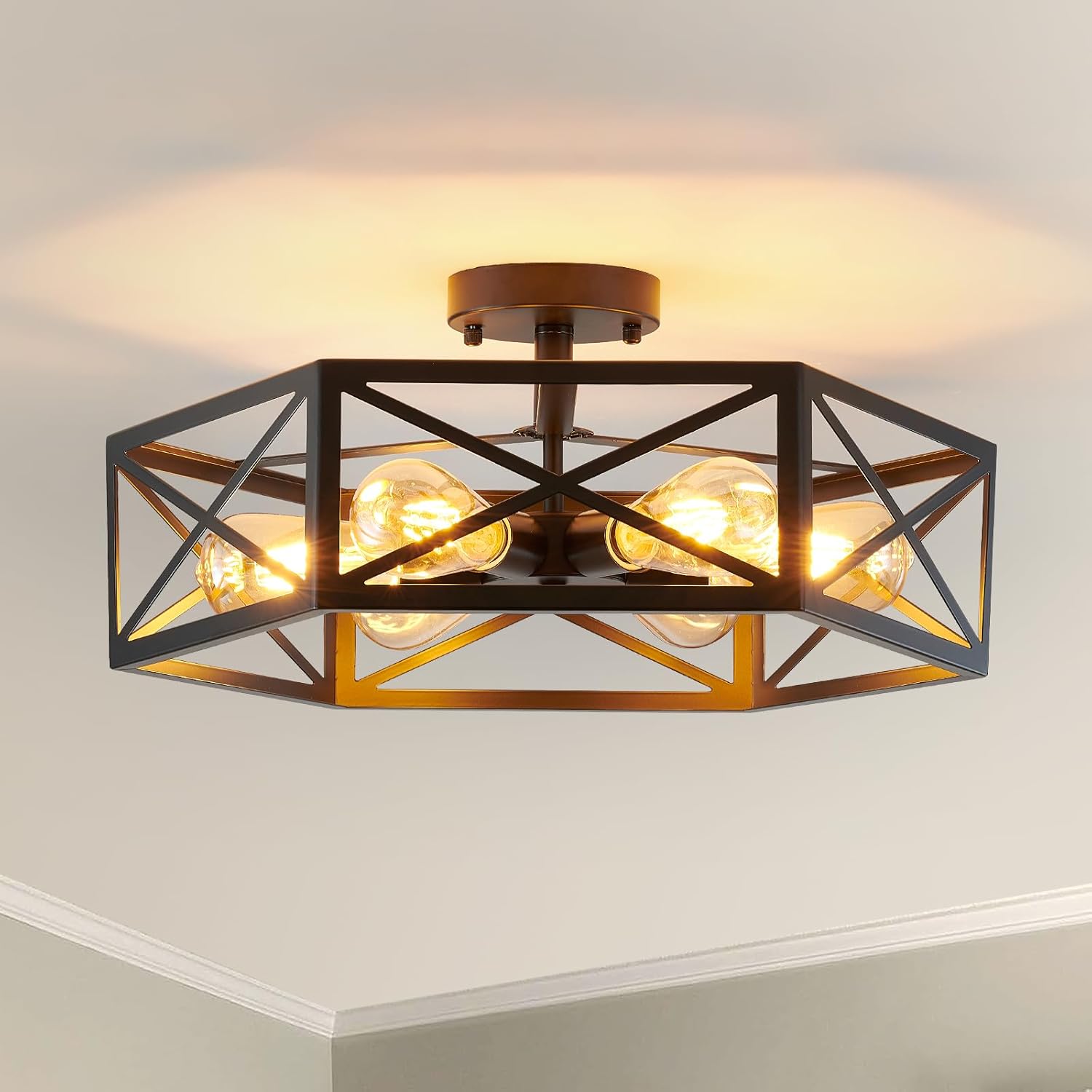 6-Light Black Farmhouse Ceiling Light