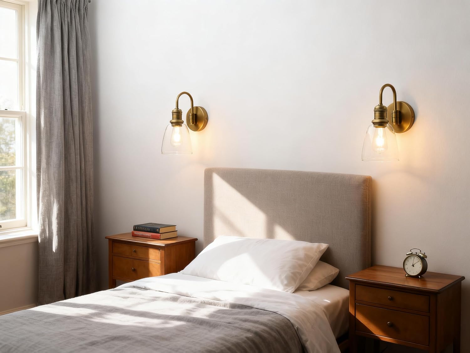 Vintage Brass Glass Wall Sconce