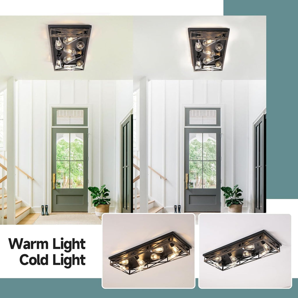 8-Light Metal Cage Ceiling Light