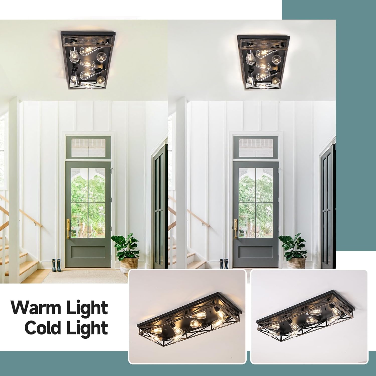 8-Light Metal Cage Ceiling Light