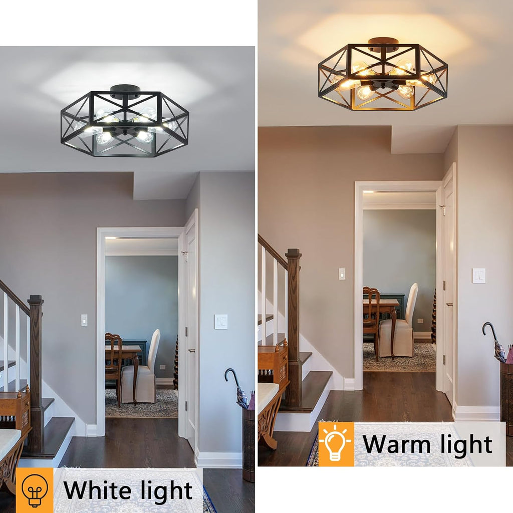 6-Light Black Farmhouse Ceiling Light