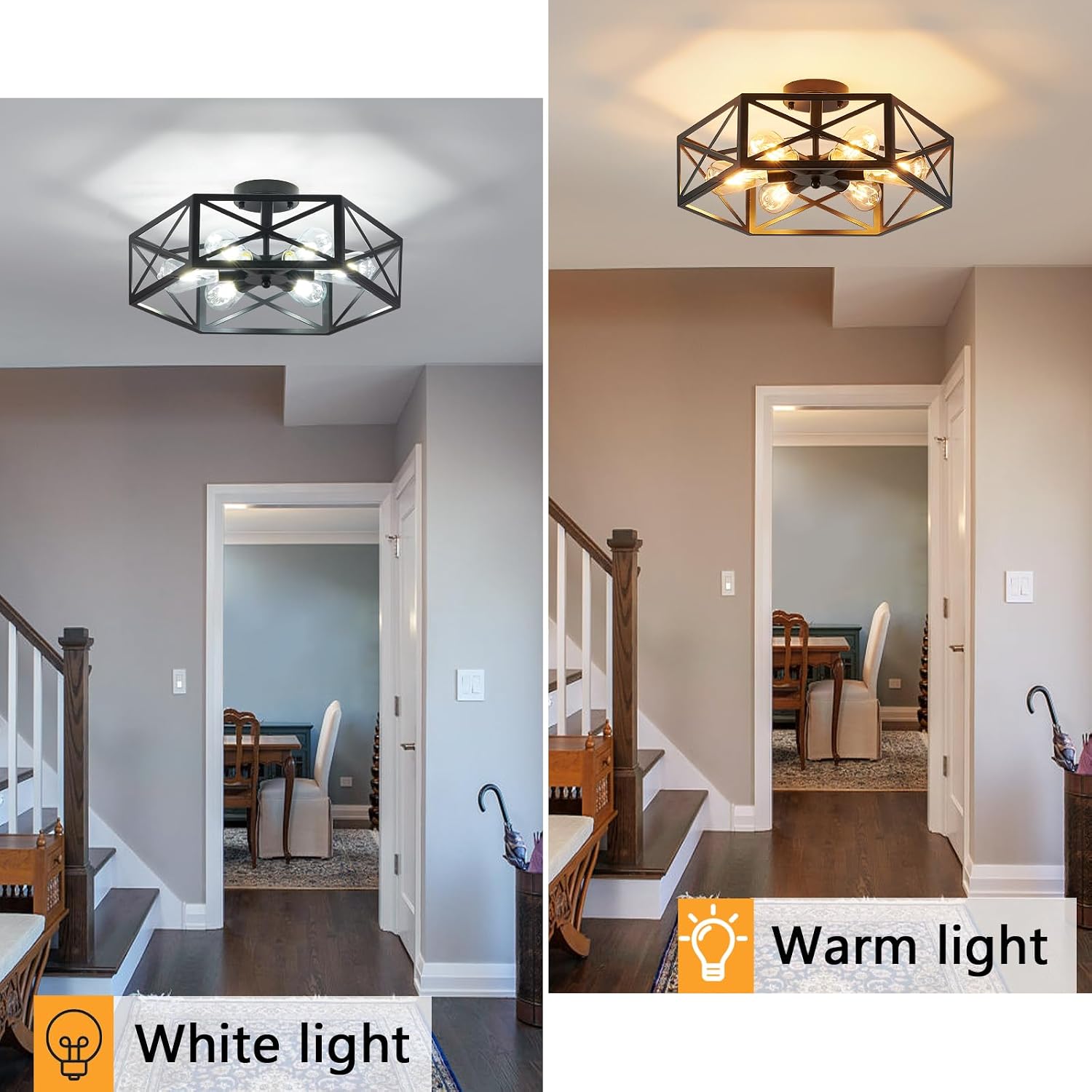 6-Light Black Farmhouse Ceiling Light