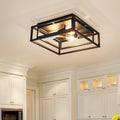 ZGLAOJT 4-Lights Close to Ceiling Light，Black Light Fixture Industrial Flush Mount Ceiling Light ，Farmhouse Chandelier Lighting for Kitchen Island Dining Room Bedroom Foyer Hallway