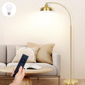Arch Floor Lamps with Remote - Dimmable Floor Lamp 70”, Black Tall Lamp with 360° Adjustable Hanging Metal Shade, Arc Lamps Floor Standing with 9W Bulb, Over Couch Lamps for Living Room, Foot Switch