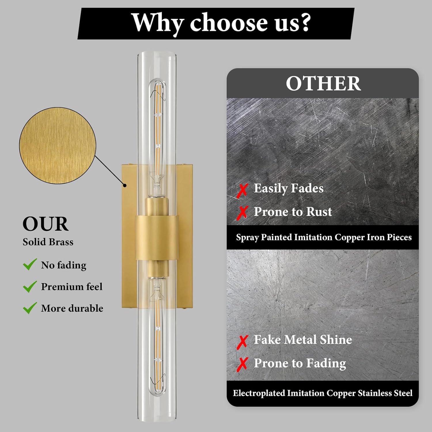 Brass Glass Wall Sconces 2pc
