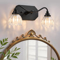 Vintage Bathroom Light Fixtures, Gold Bathroom Vanity Light, Matte Antique Brass Finish with Crystal Glass Shade, Wall Sconces Lighting for Bedroom, Living Room, Hallway (Gold, 3-Light)