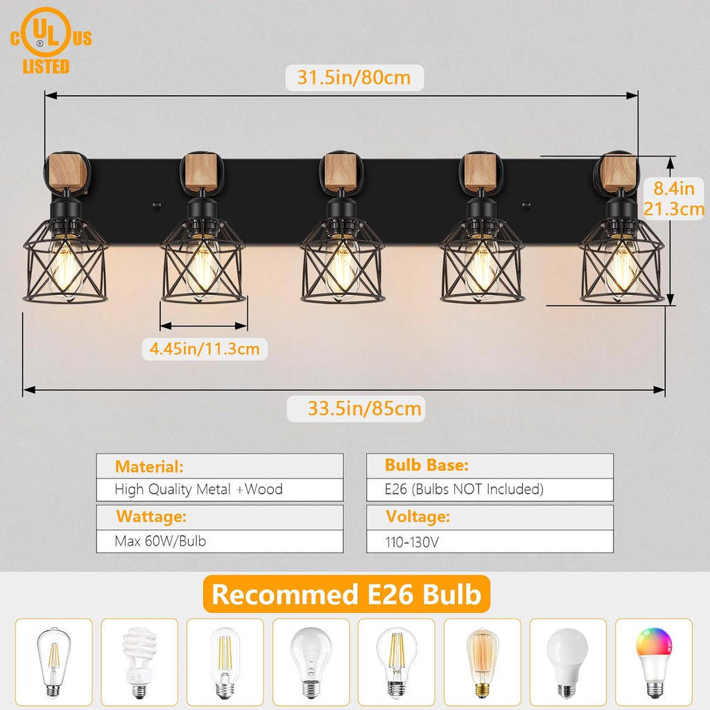 Wooden Cage Bathroom Vanity Lights