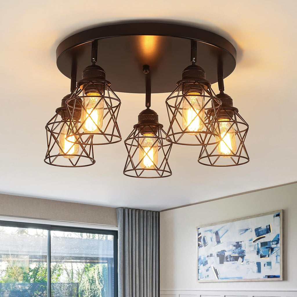 Black Cage Farmhouse Ceiling Light