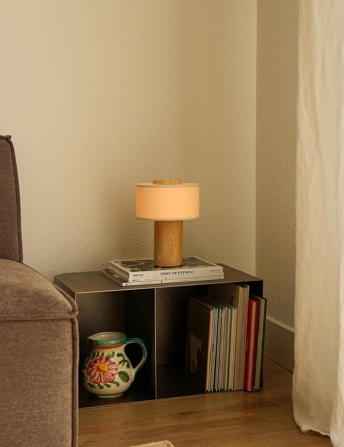 Rechargeable Travertine Touch Dimmable Cordless Table Lamp