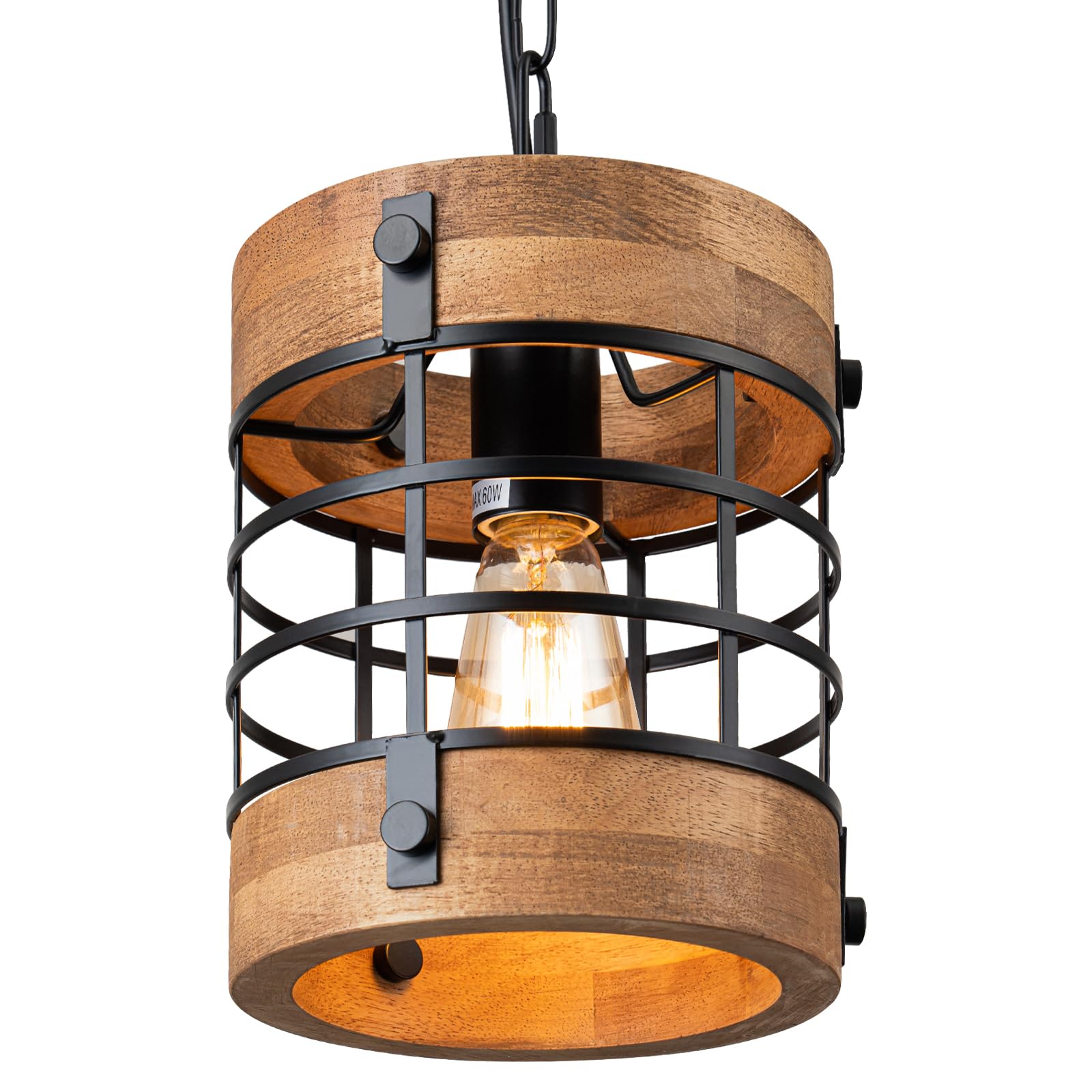 2pack Farmhouse Wood Pendant Lights Kitchen Island, Dining Room Lighting Fixtures Over Table Rustic Chandelier Height Adjustable Hallway Light for Foyer Living Room Bar Restaurant