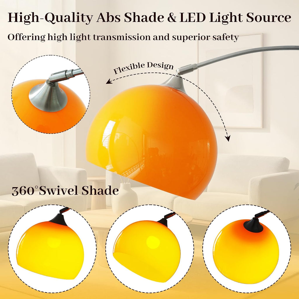 Mid Century Retro Orange Arc Floor Lamp