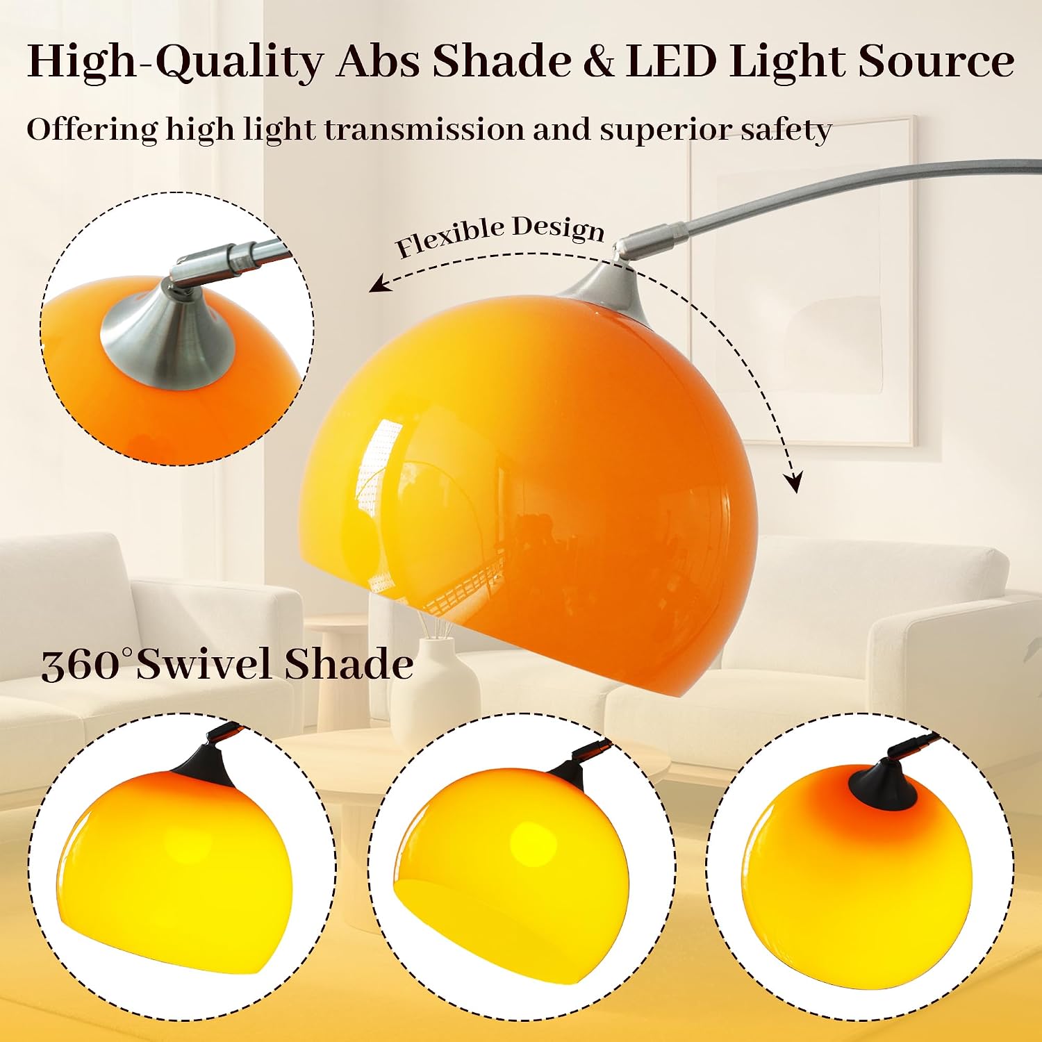 Mid Century Retro Orange Arc Floor Lamp