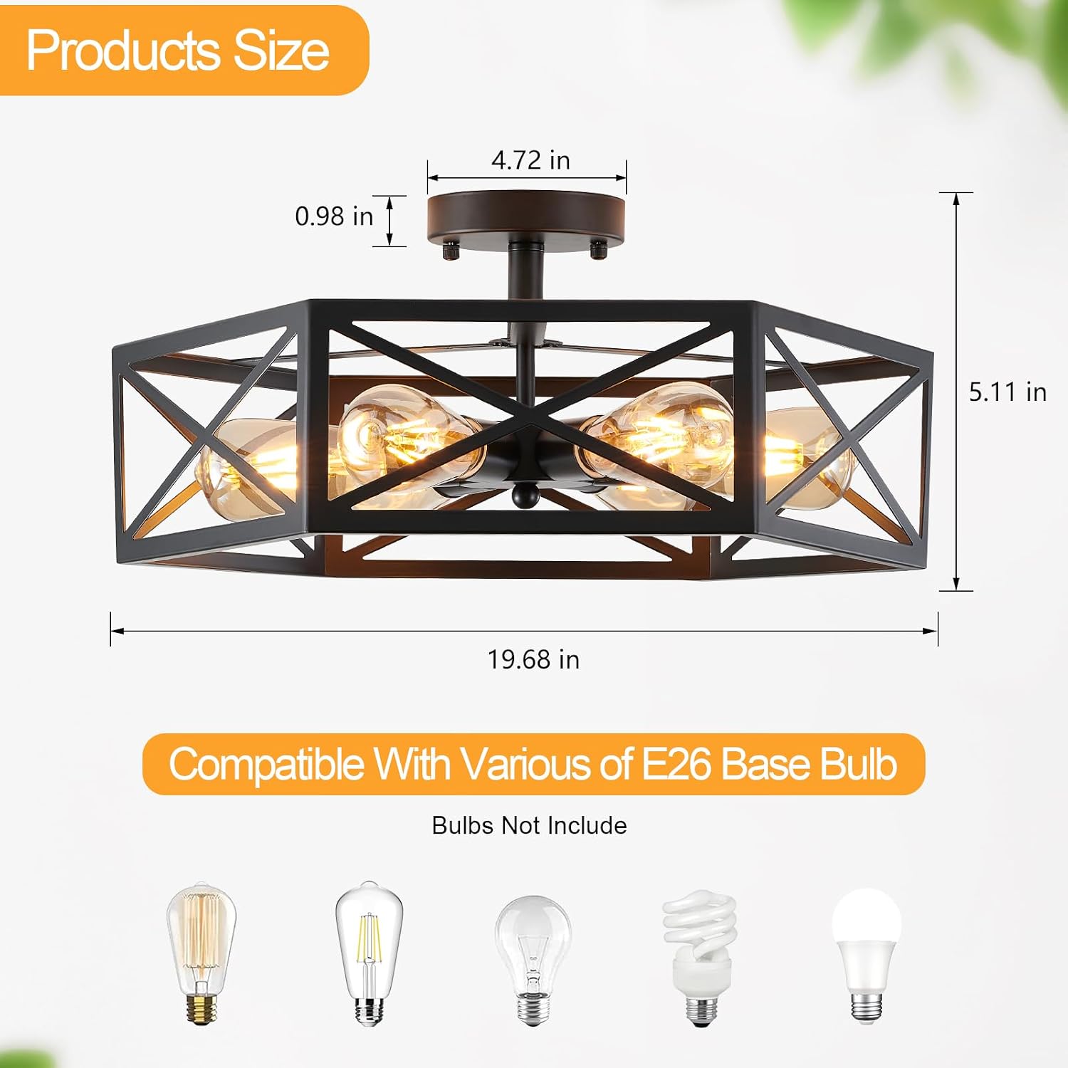 6-Light Black Farmhouse Ceiling Light