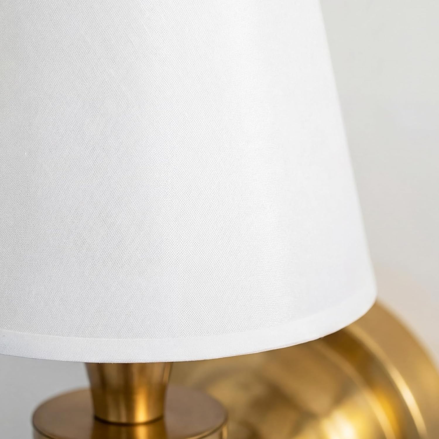 Antique Linen Shade Wall Sconce- Brass Finish Base and Conical Fabric Shade Wall Light Fixture for Bathroom, Bedroom, Dining Room and Entryway(6.5" D x 11.5" H Brass)