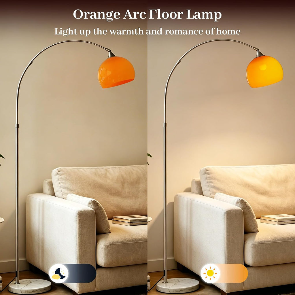 Mid Century Retro Orange Arc Floor Lamp